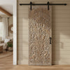 Tree of Life Carved Sliding Door Reclaimed Wood Brown Barn Door 84x36
