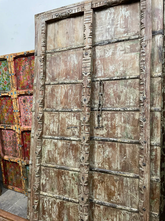 Antique Indian Door Teak Carved Door Shutters 84x44