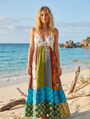 Women’s Hawaiian Silk Maxi Dress | Colorful Bohemian Beach Resort Dress M/L
