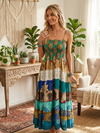 Women’s Green Recycled Silk Tiered Maxi Sundress – Boho Summer Dress S/M