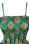 Womens Sundress Green Recycle Silk Tiered Maxi Dresses S/M