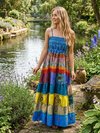 Women’s Blue Berry Silk Maxi Dress – Boho Summer Maxi Dress for Women  S/M