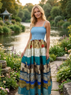 Women’s Sky Blue Recycled Silk Maxi Dress | Boho Summer Dress S/M