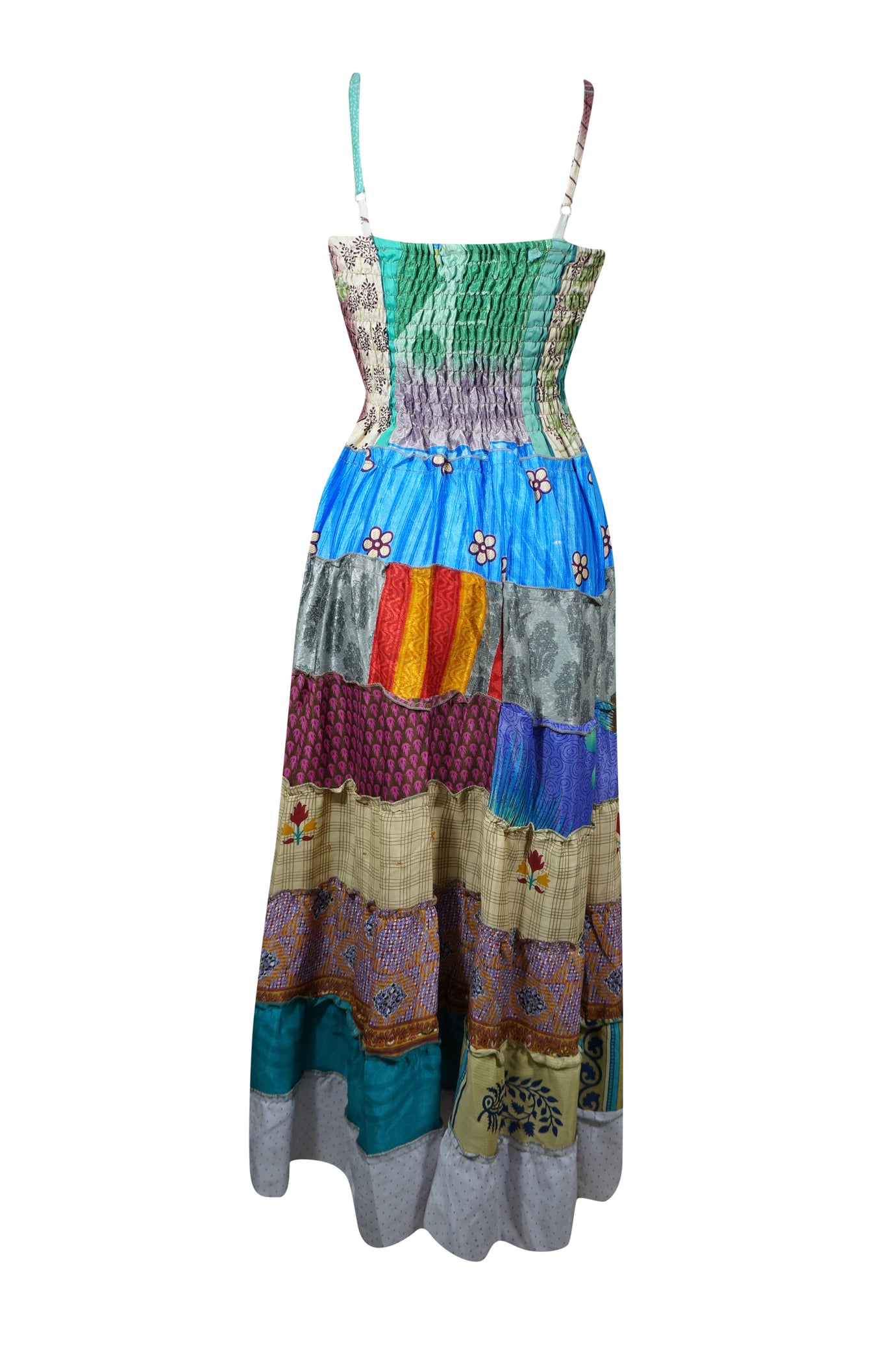 Womens Mauve Tan Recycled Sari Strap Maxi Dress | Soft Boho Beach Dress SM Womens Mauve Tan Recycled Sari Strap Maxi Dress | Soft Boho Beach Dress SM