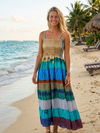 Women’s Gray Blue Recycled Sari Maxi Dress | Boho Strap Summer Dress S/M