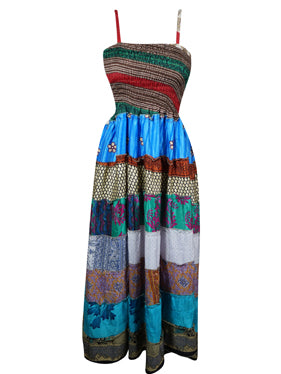 Women Maxi Dress brown-plum Summer Recycle Silk Maxi Dresses