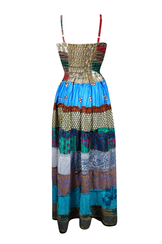Women Maxi Dress brown-plum Summer Recycle Silk Maxi Dresses S/M