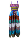 Womens Strap Maxidress, Peony pink Summer Recycle Silk Beach Boho Dresses 
