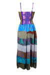 Womens Strap Maxidress, Peony pink Summer Recycle Silk Beach Boho Dresses S/M