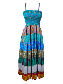  Women Tiered Maxi Dress, Robin Blue Strapdress