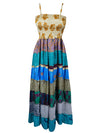 Womens Strap Maxidress, Midsummer Blue Recycle Silk Beach Maxi Dresses
