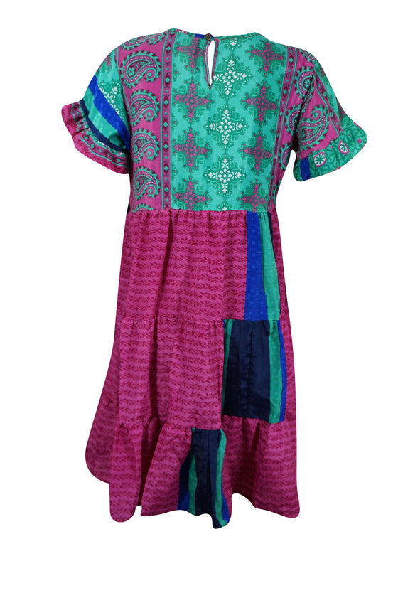 Bohemian Summer dress, Fuchsia Pink Short Dresses for Women, Shift Dress M