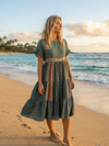 
Women’s Summer Short Dress – Blue Brown Loose Boho Shift Dress for Casual Chic Style M
