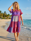 Women’s Pink Violet Short Shift Dress – Soft Silk Casual Tiered Boho Dress Style M