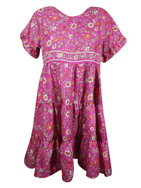white christmas dresses Resort Cocktail Dress, Vibrant Magenta Printed Gorgeous Recycle Sari Dresses M