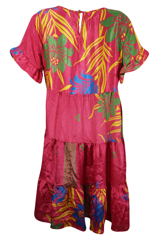 Bohemian Bright Coral Summer dress, Short Dresses for Women, Shift Dress M