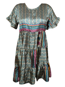  Gray Printed Summer dress, Short Dresses for Women, Shift Dress M