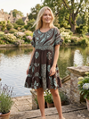 Copper Berry Floral Dress | Recycled Silk Beach Boho Summer Dress M