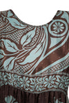 Copper Berry Floral Dress, Beach Boho Dress, Recycle Silk Summer Short Dresses M