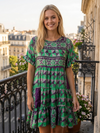 Sea Green Printed Summer Dress for Women | Beach Boho Short Dress M