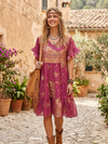 Dusty Lilac Floral Gypsy Dress | Flutter Sleeve Summer Boho Dress  M