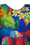 MultiColor Floral Dress, Beach Boho Dress, Recycle Silk Summer Short Dresses M