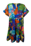 MultiColor Floral Dress, Beach Boho Dress, Recycle Silk Summer Short Dresses M