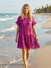 Fuchsia Paisley Summer Boho Dress | Casual Shift Cocktail Dress for Women M