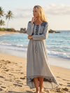 Women’s Gray Retro Bohemian Maxi Dress | Long Embroidered Boho Dress XL