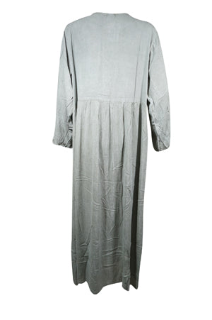 Women's Maxi dress, Gray Retro Bohemian Long Embroidered Dresses XL