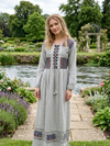 Women’s Gray Embroidered Maxi Dress | Loose Shift Travel Dress XL