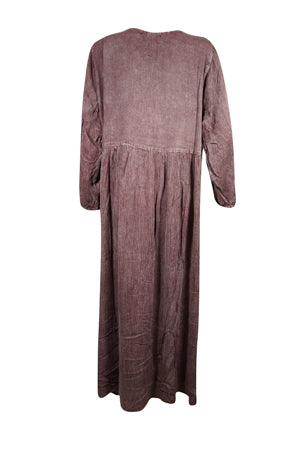 Women's Gothic Medieval Brown Embroidered Long Maxi Dress, Boho maxi dresses XL