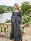 Women’s Ren Faire Maxi Dress Gray | Embroidered Loose Shift Long Medieval Boho Dress XL