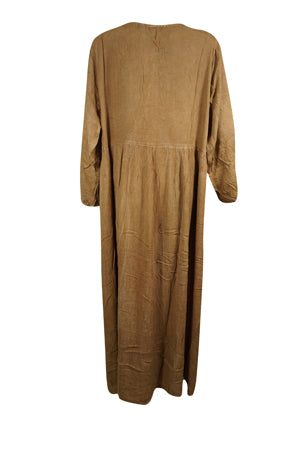 Brown Bohemian Maxi Dress for Women | Floral Embroidered Rayon Boho Retro Chic XL Brown Bohemian Maxi Dress for Women | Floral Embroidered Rayon Boho Retro Chic XL
