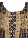 Womens Casual Maxi Dress, Brown Embroidered, Rayon Boho Retro Chic Maxidress XL