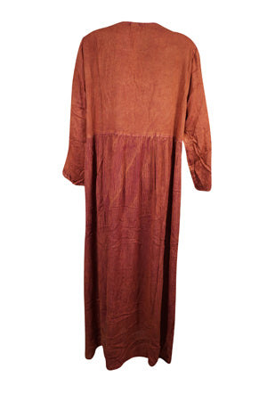 Gypsy Rustic Red Maxi Dress Round Neck Long Dress | Boho Chic Women Maxi Dress XL Gypsy Rustic Red Maxi Dress Round Neck Long Dress | Boho Chic Women Maxi Dress XL
