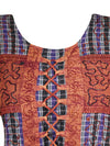 Womens Casual Maxi Dress, Brown Embroidered, Rayon Boho Retro Chic Maxidress Gift XL
