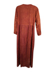 Womens Casual Maxi Dress, Brown Embroidered, Rayon Boho Retro Chic Maxidress Gift XL