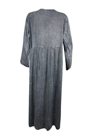 Womens Boho Maxi Dress Gray Loose Shift Embroidered Long Dress |Bohemian Style XL Womens Boho Maxi Dress Gray Loose Shift Embroidered Long Dress |Bohemian Style XL