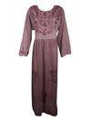 Women's Rustic Brown Medieval Maxidress, Embroidered Long Maxi Dress L