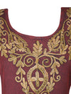 Women's Gothic Medieval Red Embroidered Long Maxi Dress, Boho maxi dresses L