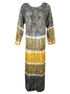 Multicolor Crinkle Rayon Dresses, Retro Embroidered Gift Vintage Floral Maxi Dress,  XL