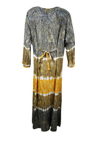 Multicolor Crinkle Rayon Dresses, Retro Embroidered Gift Vintage Floral Maxi Dress,  XL