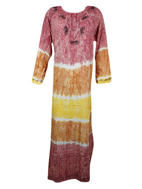 Boho Maxi dress, Free Spirit Hippie Rustic Pink Long Dresses, Embbroidered Maxidress XL