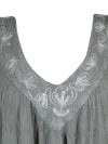 Women's Maxi Sundress, Gray Embroidered Beach Bohemian Dresses, Lounger Dress L