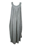 Women's Maxi Sundress, Gray Embroidered Beach Bohemian Dresses, Lounger Dress L