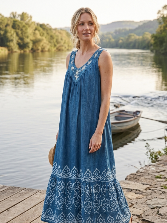 vintage embroidered maxi dress Vintage Rebecca Embroidered Flower Maxi Dress