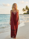 Vintage Hippie Boho Brown Dress – Embroidered Bohemian Maxi Dress, Comfy  Dress L