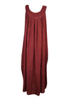 Vintage Hippie Boho Brown Dress, Embroidered Bohemian Comfy Long Dresses L