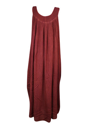 Vintage Hippie Boho Brown Dress, Embroidered Bohemian Comfy Long Dresses L